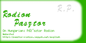 rodion pasztor business card